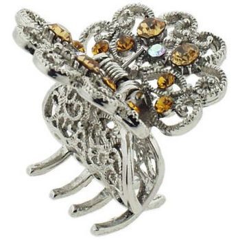 Karen Marie - Mini Filigree Jaw Clip - Amber Gold w/White AB Accents (1)